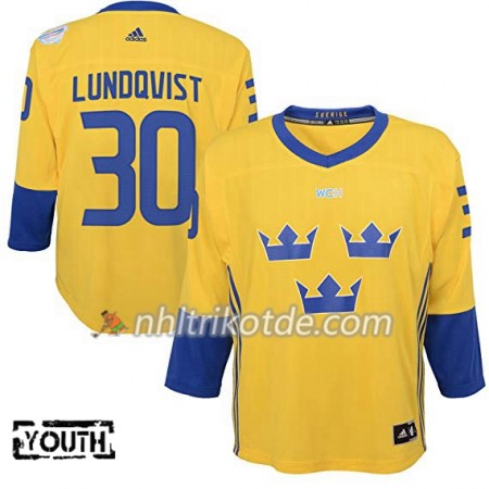Schweden Trikot Henrik Lundqvist 30 2016 World Cup Gold Premier - Kinder